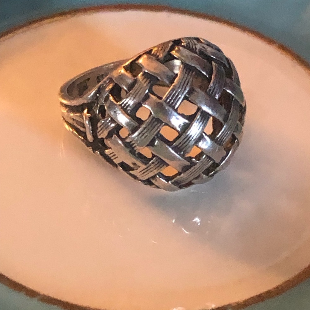 Vintage Sterling Silver Basketweave Ring
